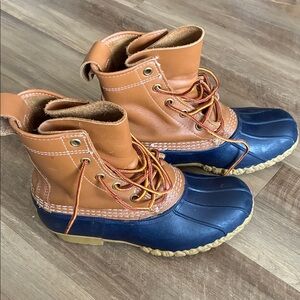 L.L. Bean Tan and Navy Winter Boots